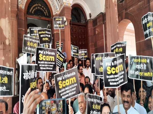 Opposition marching from parliament to ED office (Photo/ANI)