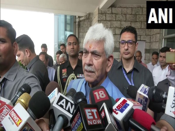 LG Manoj Sinha speaking to reporters in Jammu (Photo/ANI)