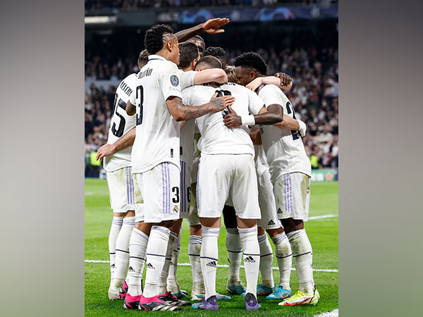 Real Madrid players celebrating. (Photo- Real Madrid Twitter)