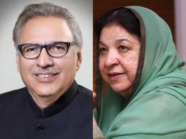 President of Pakistan Arif Alvi and PTI Punjab President Yasmin Rashid. 
