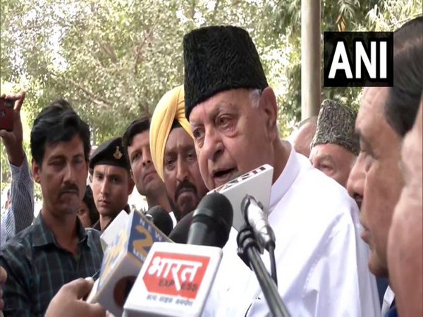 NC President Farooq Abdullah speaking to media in National Capital (Photo/ANI)