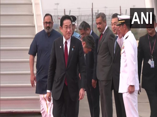 Japn Prime Minister Fumio Kishida arrives in India. (Photo: ANI)