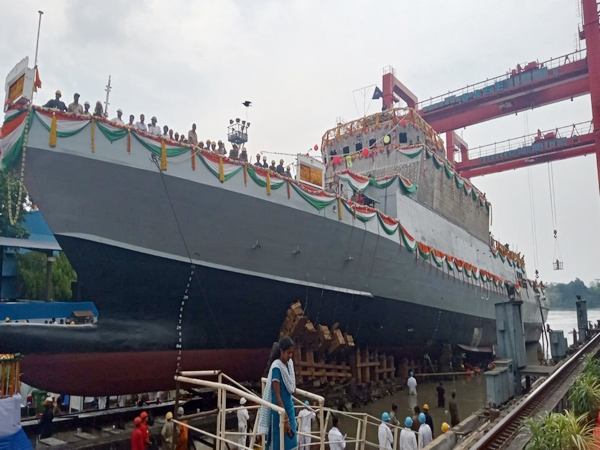 Anti-submarine craft INS Androth launched in Kolkata (Image: Indian Navy)