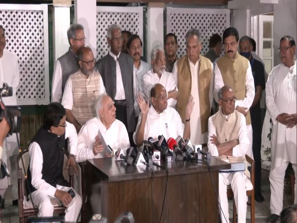 Press conference after all-party meet at Sharad Pawar's residence in Delhi (Photo/ANI)