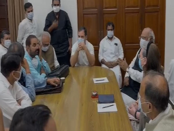 Congress leader Rahul Gandhi at the meeting (Photo/ANI) 