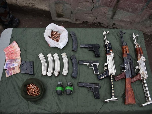 More than 200 rounds of AK rifles rounds, three magazines, two Chinese-type grenades and medicines, food items recovered. (ANI/photo)