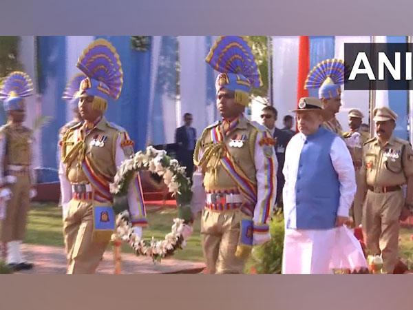 Union Home Minister Amit Shah paying tribute to CRPF on 84th CRPF Day in Jagdalpur, Chhattisgarh (Photo/ANI)