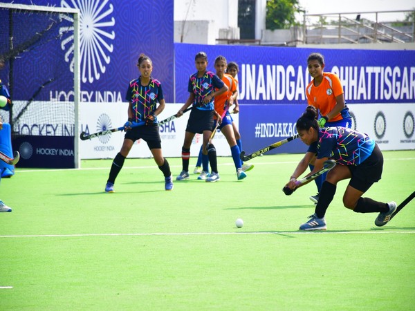 Hockey Madhya Pradesh and Hockey Gujarat in action during HI Junior Women Zonal Championships