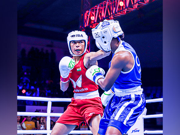 India's boxer Nikhat Zareen in action during IBA Women's World Boxing Championships (Image: BFI)