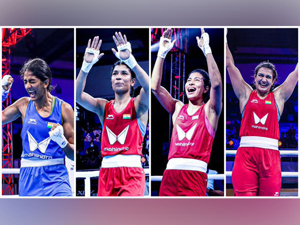 Nitu Ghanghas, Nikhat Zareen, Lovlina Borgohain and Saweety Boora (Photo: M C Mary Kom OLY/ Twitter)