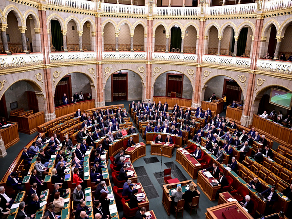 A general view of the Hungarian parliament as it votes for the ratification of Finland's NATO membership in Budapest, Hungary, March 27, 2023. (Photo/Reuters)