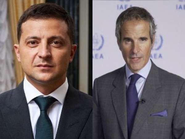 Ukraine's President Volodymr Zelenskyy and IAEA Chief, Rafael Grossi.