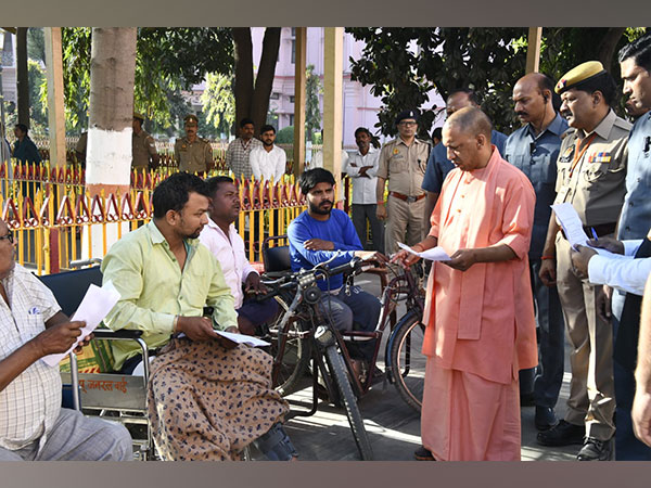 UP CM Yogi Adityanath at a Janata Darshan organized in Gorakhpur (Photo/ANI)
