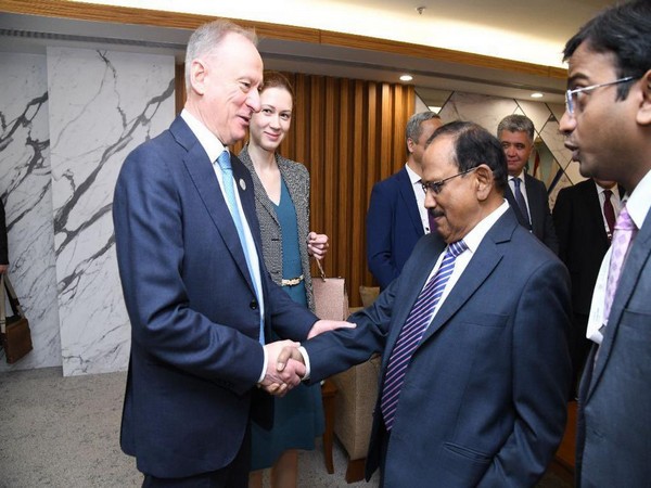 Russian Security Council Secretary Nikolai Patrushev with National Security Advisor to PM Ajit Doval (Source: Twitter/@RusEmbIndia)