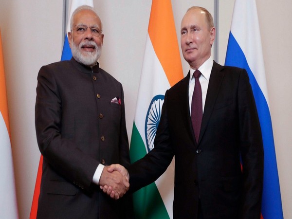 Prime Minister Narendra Modi with Russian President Vladimir Putin. (ANI)