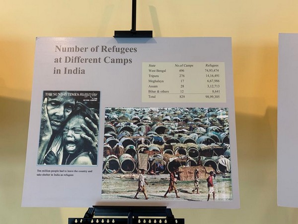 An image representing 1971 genocide displayed in the United Nations Headquarters in New York. (Photo/ANI)