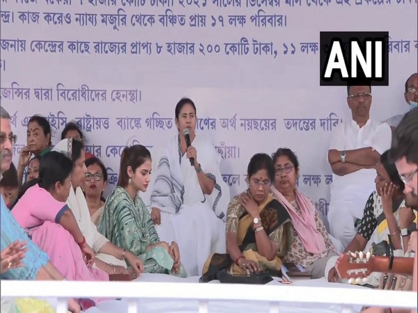 Mamata Banerjee at the sit-in on Thursday. (Photo/ANI)
