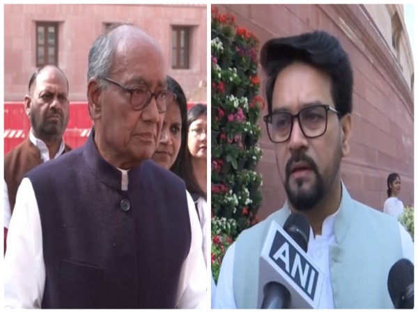 Congress leader Digvijaya Singh and Union Minister Anurag Thakur (Photo/ANI)