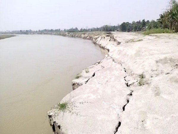 Villagers appeal for safety works as river erosion wreaks havoc ahead of rains in Assam's Barpeta. (Photo/ANI)
