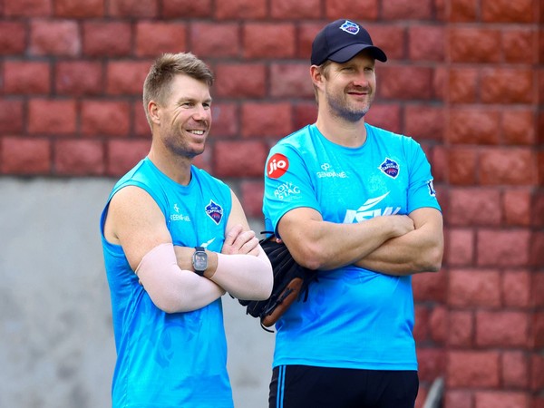 Delhi Capitals' captain David Warner with Assistant coach Shane Watson during practice session (Image: DC)
