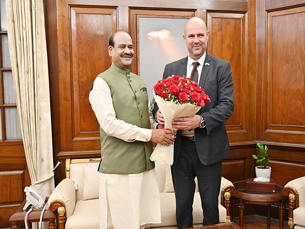 Lok Sabha Speaker Om Birla welcomes HE Amir Ohana, Speaker of the Knesset of Israel at Parliament House in New Delhi on Friday. (Image Credit: Twitter/@ombirlakota)