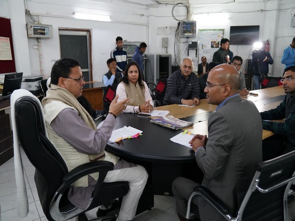 CM Dhami visits Disaster Management Center (Photo/ANI)