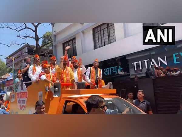 Maharashtra Chief Minister Eknath Shinde leads the rally on Sunday. (Photo/ANI)