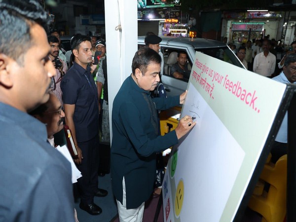 Union Minister Nitin Gadkari during the inspection (Photo/ANI)