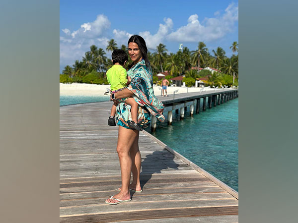 Neha Dhupia with her son (Image Source: Instagram)