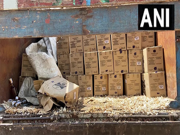 Police seize 6600 litres of liquor worth lakhs in Etawah. (Photo/ANI)