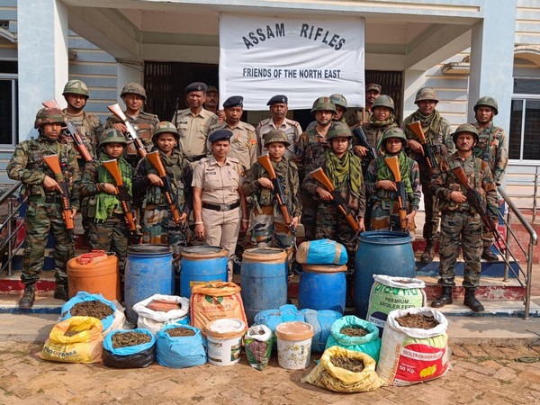 Assam Rifles seize 250 kg marijuana worth Rs 70 lakh in Sepahijala, Tripura. (Photo/ANI)