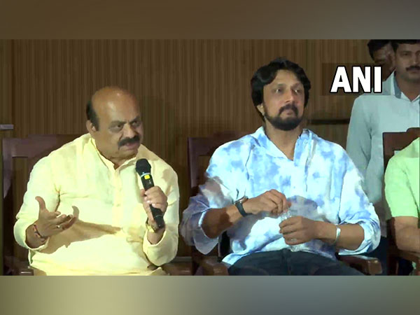 Karnataka Chief Minister Basavaraj Bommai (left) and Kannada superstar Kichcha Sudeep (Photo/ANI)