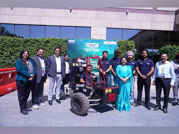 Chitkara students with their Prototype ATV along with Dr Madhu Chitkara, Pro-Chancellor, Chitkara University and SAEINDIA Officials