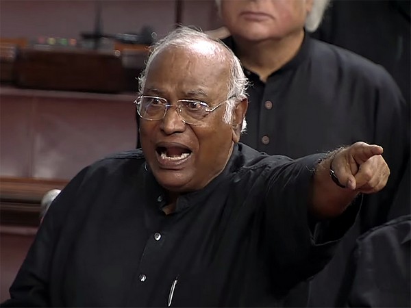 Leader of Opposition in Rajya Sabha Mallikarjun Kharge (ANI Photo/Sansad TV)