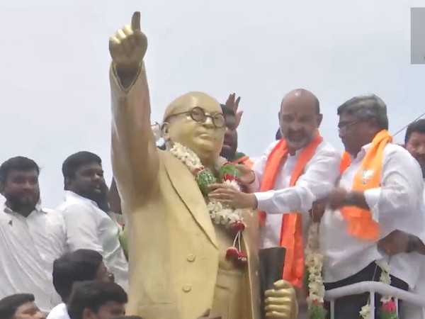Telangana BJP chief Bandi Sanjay in Karimnagar (Photo/ANI)