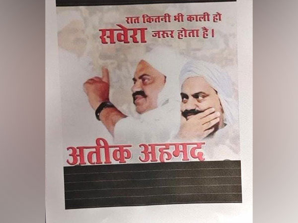 The poster recovered from Atiq Ahmed's residence. (Photo/ANI)
