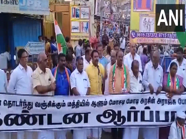 Visuals from protest organised by Congress