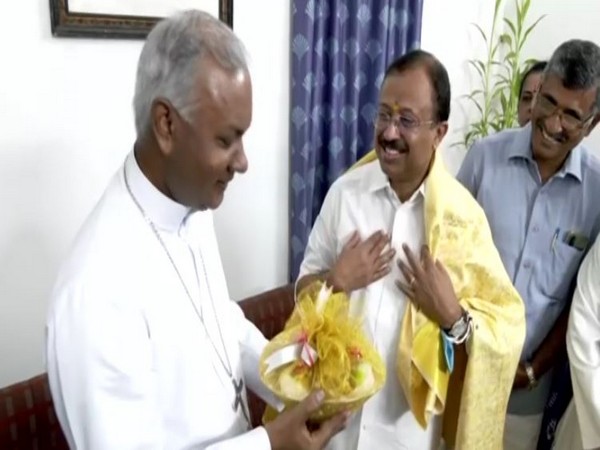 Minister of State (MoS) for External Affairs V Muraleedharan visits Latin Diocese Bishop House (Photo/ANI)