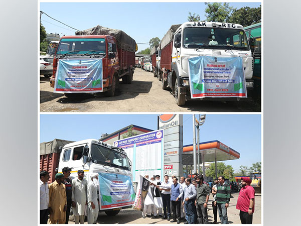100 trucks flagged off in Jammu and Kashmir (Photo/ANI)