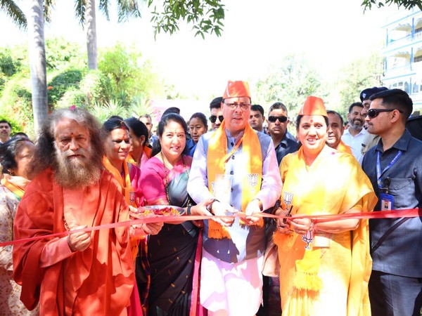 CM Pushkar Singh Dhami at Parmarth Niketan in Rishikesh (Photo\ANI)