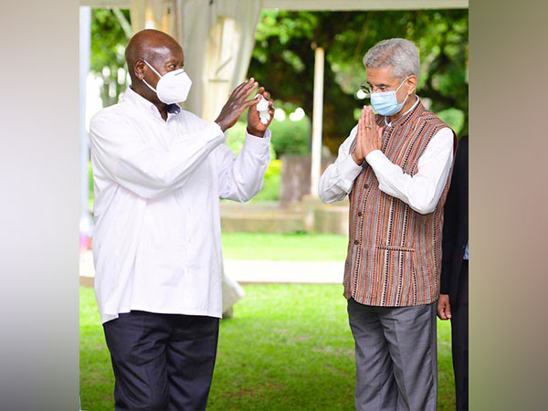 Uganda's President Yoweri K Museveni with EAM S Jaishankar. (Photo Credit - Twitter)