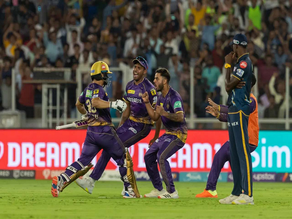 Rinku Singh celebrating with teammates following win. (Photo source: IPL)