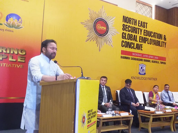 Union Minister G. Kishan Reddy speaking at a program in Agartala (Photo/ANI)
