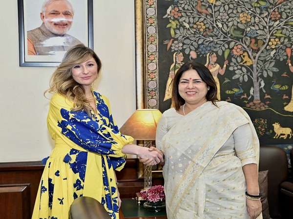 MoS Meenakashi Lekhi meets Ukraine's First Deputy Foreign Minister Emine Dzhaparova in New Delhi, on Tuesday. (Image Source: Twitter/@M_Lekhi)