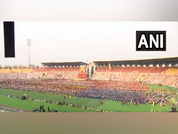Preparation at Sarusajai Stadium in Guwahati. (Photo/ANI)