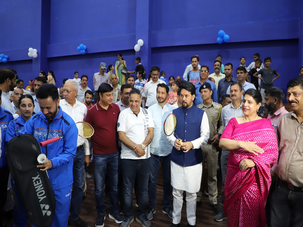 Sports Minister Anurag Thakur inaugurating badminton court hall in NCOE Hamirpur (Image: SAI media)