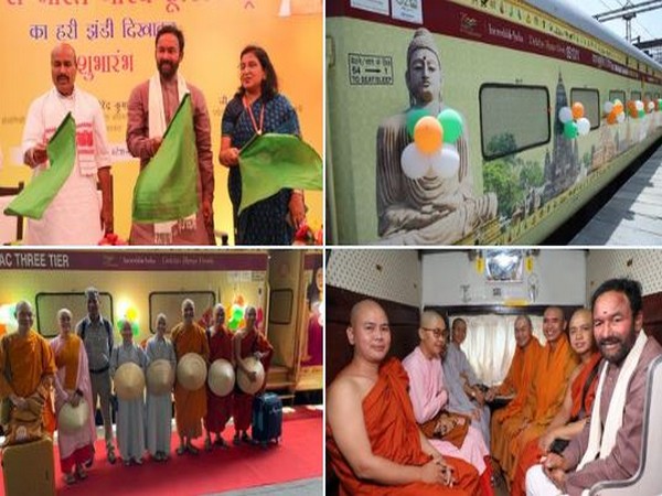 Union minister G Kishan Reddy and Virendra Kumar launching Baba Saheb Ambedkar Yatra special train (Photo: Twitter/ @kishanreddybjp)