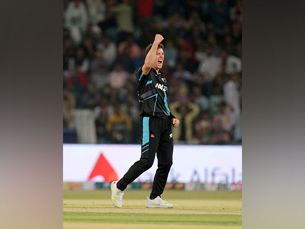 New Zealand pacer Matt Henry celebrating after taking a hat-trick (Image: PCB Twitter)