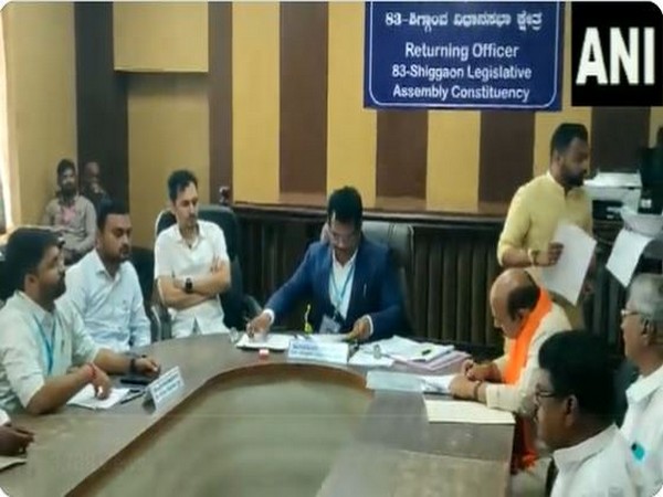 Karnataka Chief Minister Basavaraj Bommai filing nomination at Shiggaon (Photo/ANI)