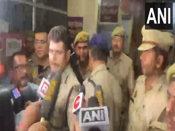 Police personnel after Atiq Ahmed, Asraf were shot dead (Photo/ANI)